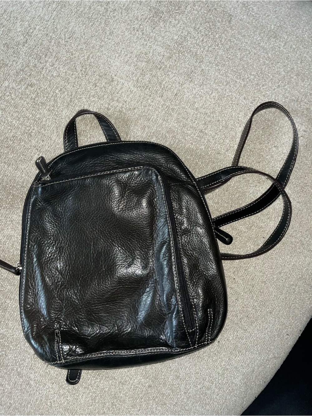 Tignanello Black Leather Backpack for Men